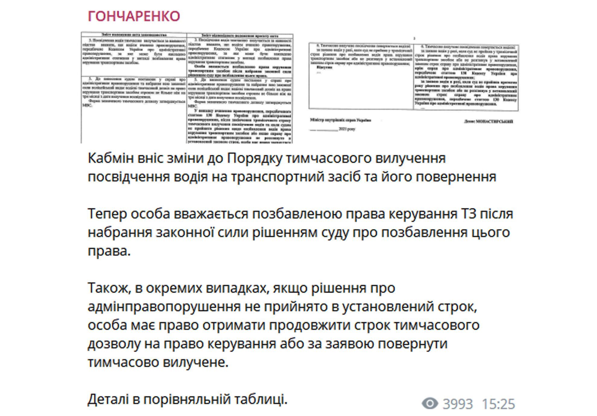 Кабінет міністрів вніс зміни до Порядку тимчасового вилучення посвідчення водія на транспортний засіб та його повернення